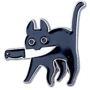 Knife Cat Enamel Pin Black Cat Design Funny Cute